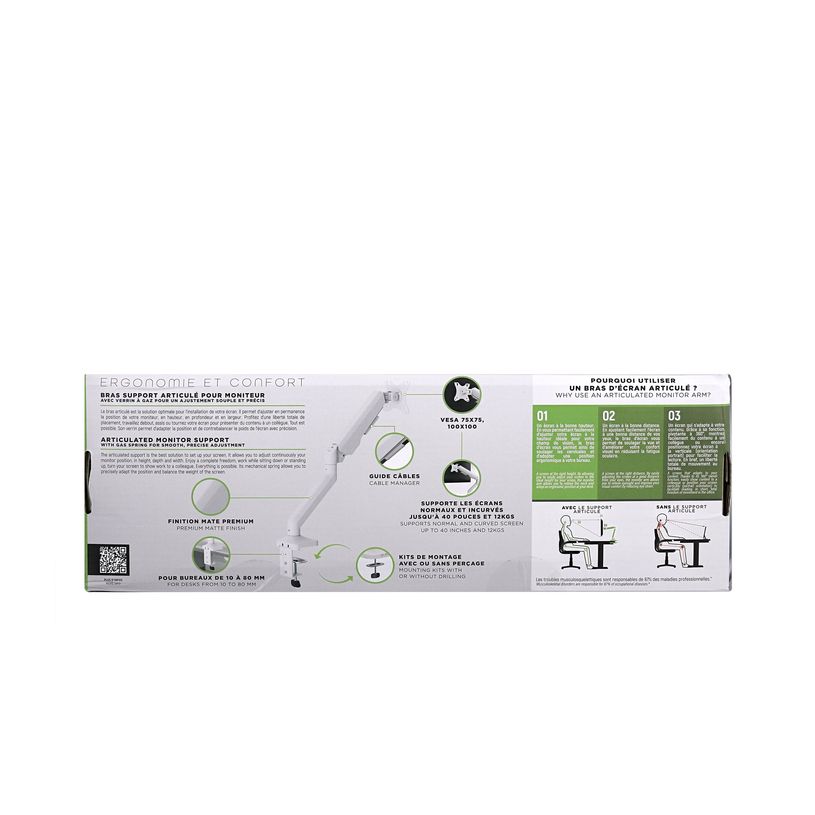 3303170124260-T'nB Ergo - Bras articulé pour écran - Taille d'écran : 17"-32" - jusqu'à 12kg - blanc-P_405270799_6-6