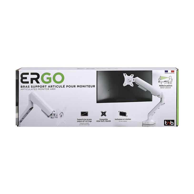 3303170124260-T'nB Ergo - Bras articulé pour écran - Taille d'écran : 17"-32" - jusqu'à 12kg - blanc-P_405270799_7-5