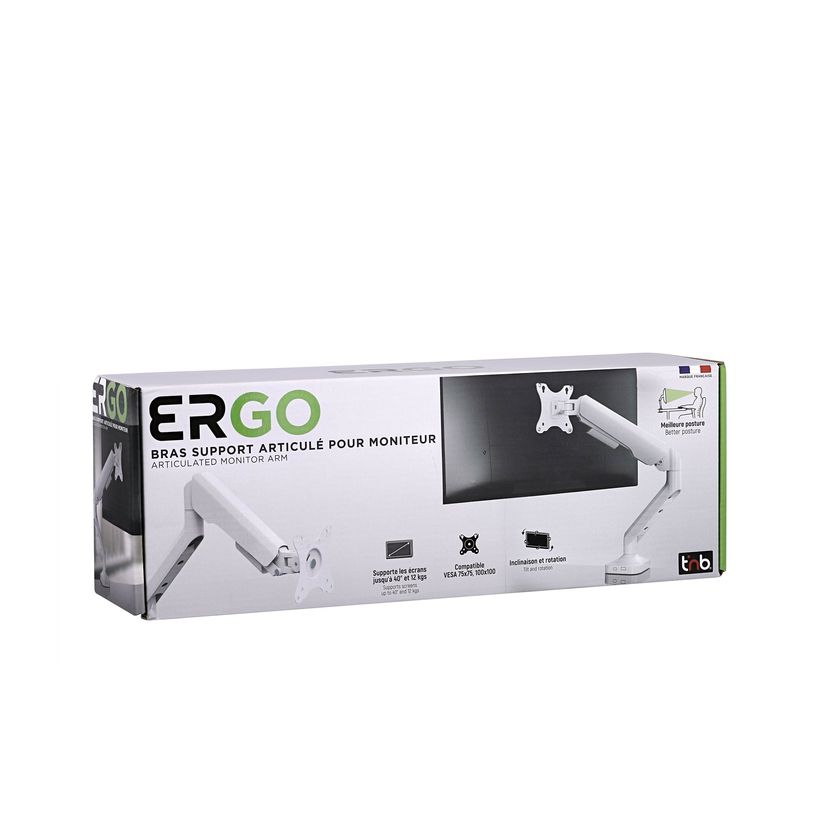 3303170124260-T'nB Ergo - Bras articulé pour écran - Taille d'écran : 17"-32" - jusqu'à 12kg - blanc-P_405270799_8-7
