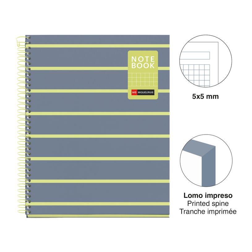 8422593045312-Miquelrius Notebook Between the lines - Cahier à spirale - A5 - 80 feuilles - petits carreaux (5x5 mm)--1