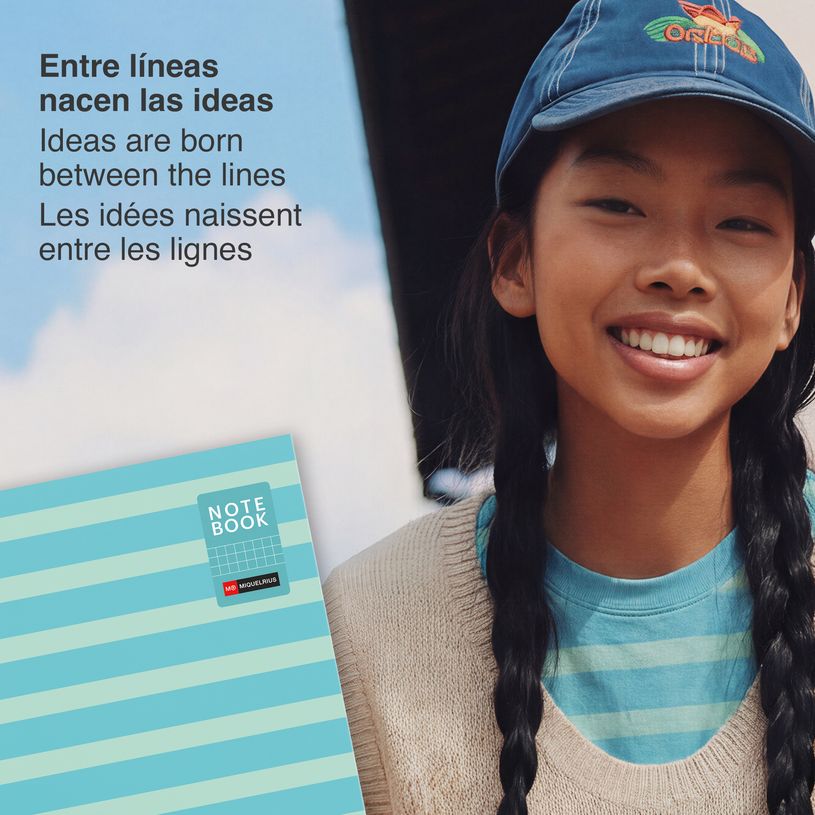 8422593045138-Miquelrius Notebook Between the lines - Cahier à spirale - A4 - 80 feuilles - petits carreaux (5x5 mm)--6