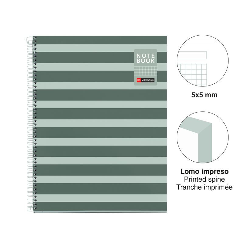 8422593045176-Miquelrius Notebook Between the lines - Cahier à spirale - A4 - 80 feuilles - petits carreaux (5x5 mm)--1