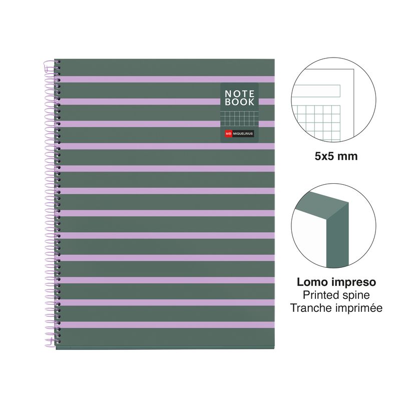 8422593045183-Miquelrius Notebook Between the lines - Cahier à spirale - A4 - 80 feuilles - petits carreaux (5x5 mm)--1