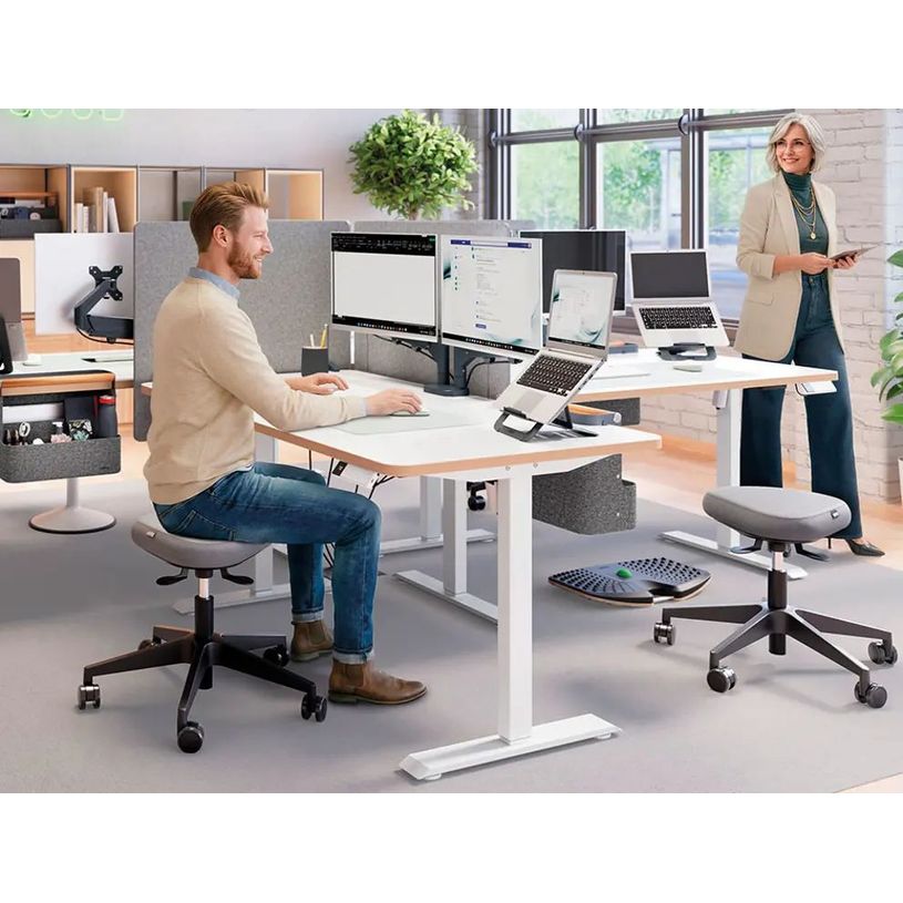 4002432136704-Bureau Leitz - Bureau assis-debout - réglage électrique - L120 - blanc--2
