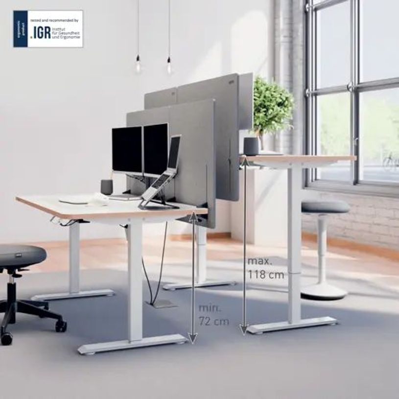 4002432136759-Bureau Leitz - Bureau assis-debout - réglage électrique - L140 - blanc--2