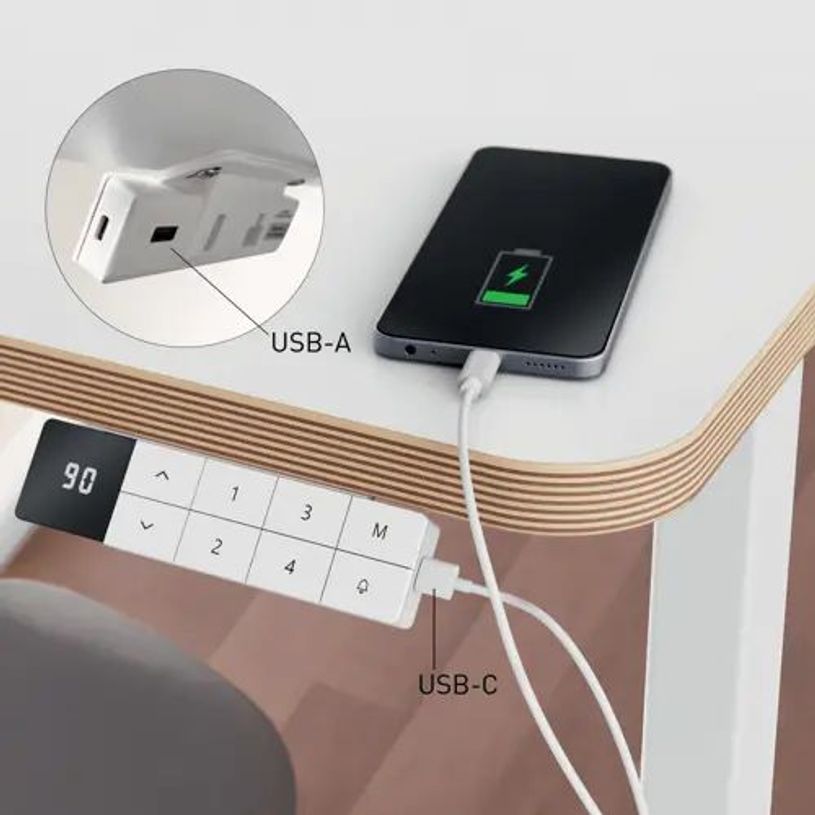 4002432136759-Bureau Leitz - Bureau assis-debout - réglage électrique - L140 - blanc--3