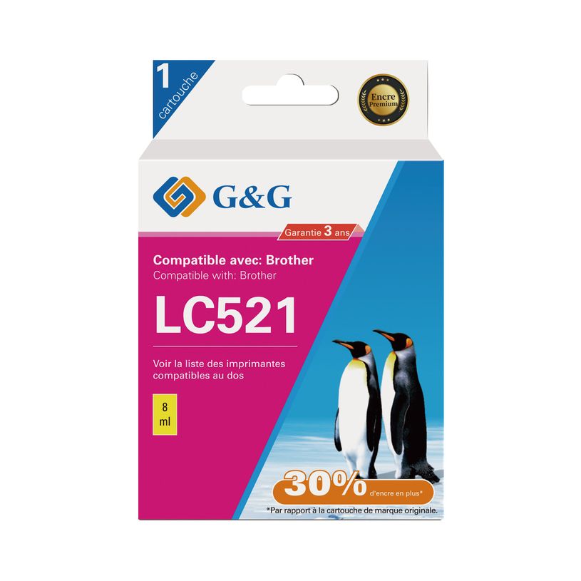 6937173489551-Cartouche compatible Brother LC521 - Jaune - G&G--2