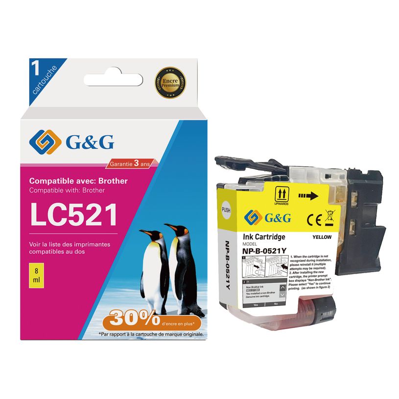 6937173489551-Cartouche compatible Brother LC521 - Jaune - G&G--0