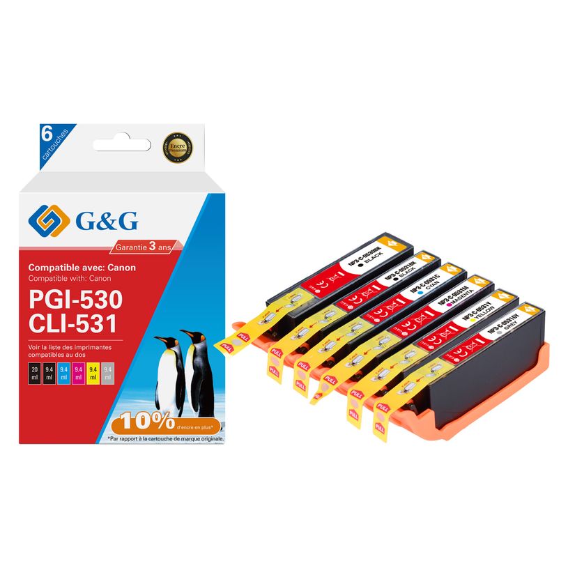 6937173489452-Cartouche compatible Canon PGI-530/CLI-531 - noir photo,noir, cyan, magenta, jaune - G&G--1