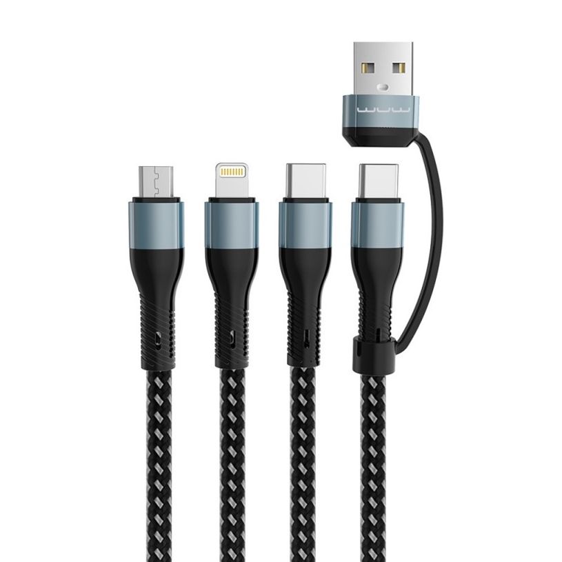 6972573339112-Wuw - Câble 5 en 1 - Lightning + micro - Type-C vers type-C - 1,2 m - 60 W--0