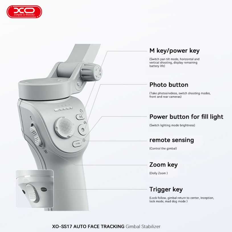 6920680858019-XO - Perche télescopique avec stabilisateur électronique - Trépied - Télecommande - Bluetooth --5