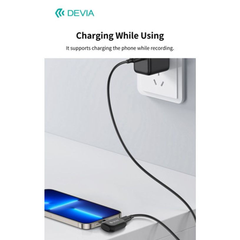 6942297141261-Devia - Pack 2 microphones cravate 2-en-1 sans fil - Boîtier de recharge - Transmetteur USB-C - noir--6