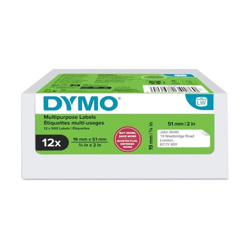 3026982341860-DYMO - 12 rouleaux de 500 étiquettes - 19 x 51 mm - blanc-P_405271240_2-0