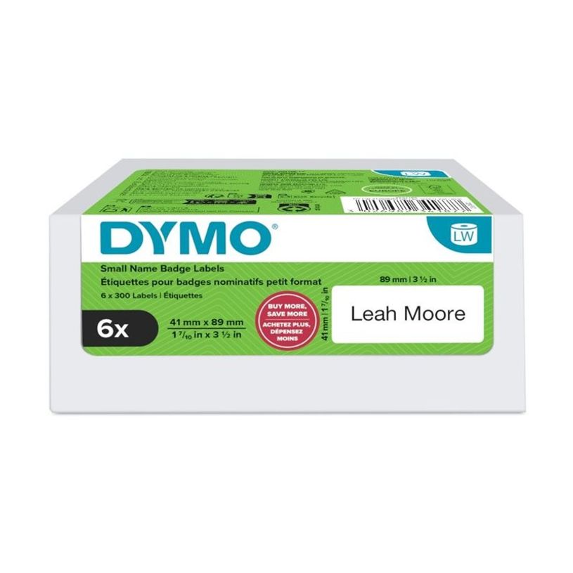 3026982341877-DYMO - 6 rouleaux de 300 étiquettes pour badge - 41 x 89 mm - blanc-P_405271244_1-0