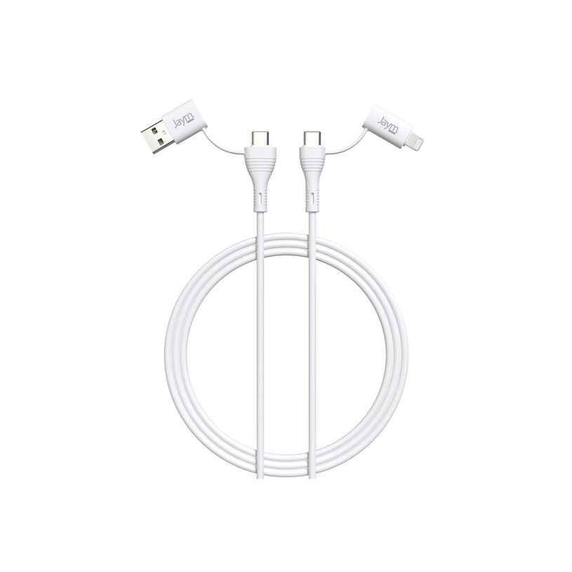 3701263532341-JAYM POP Collection - Câble de chargement / de données - 4 en 1 - USB-C, USB mâle pour USB-C, Light-P_405271937_6-0