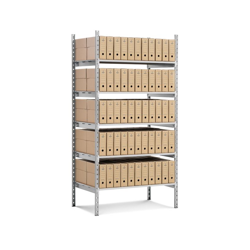 5600896560821-Paperflow Rang'ECO caisses d'archives - rayonnage 5 tablettes - H200xL100xP68 cm - élément de départ--1