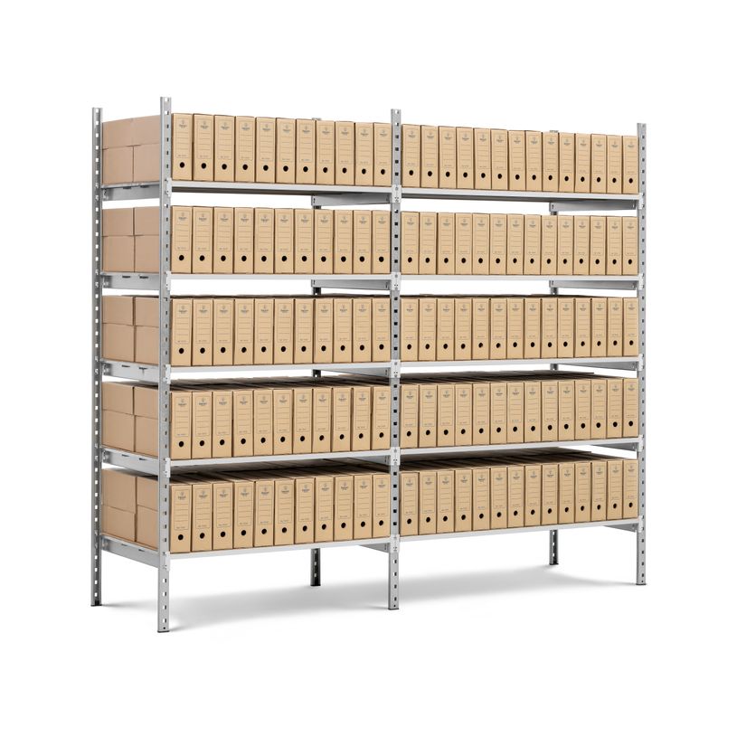 5600896560838-Paperflow Rang'ECO caisses d'archives - rayonnage 5 tablettes - H200xL100xP68 cm - élément de départ--1
