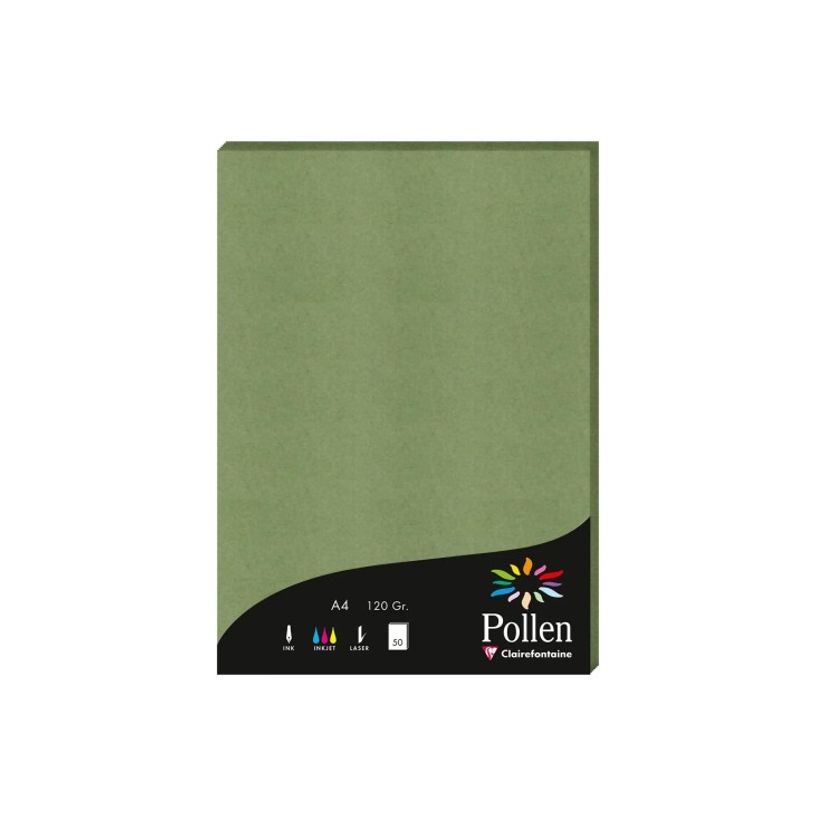 3329680042719-Pollen - 50 Feuilles papier couleur - A4 (21 x 29,7 cm) - 120 g/m² - vert sauge--0
