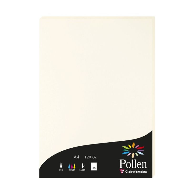 3329680560008-Pollen - 50 Feuilles papier couleur - A4 (21 x 29,7 cm) - 120 g/m² - blanc naturel--0