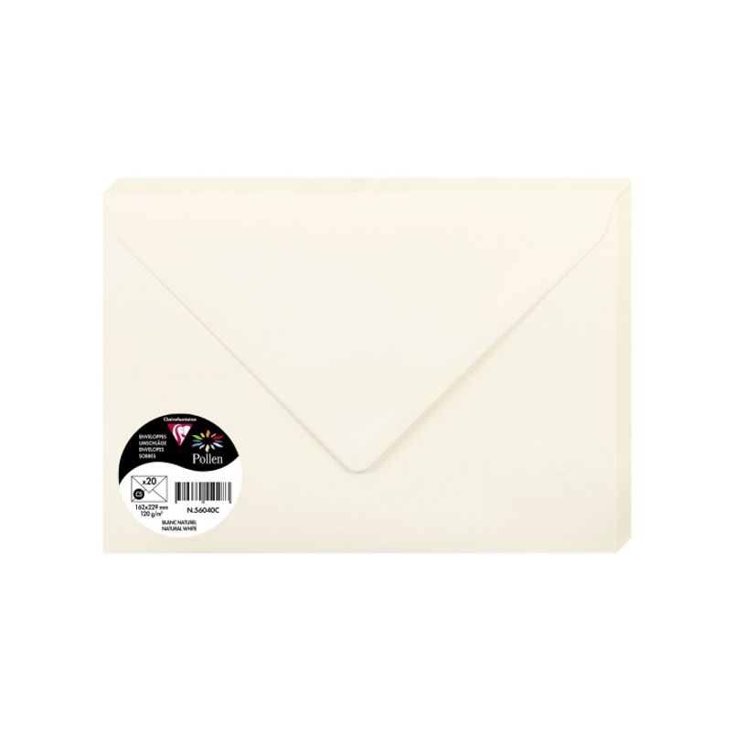 3329680560404-Pollen - 20 Enveloppes - 162 x 229 mm - 120 g/m² - blanc naturel--0