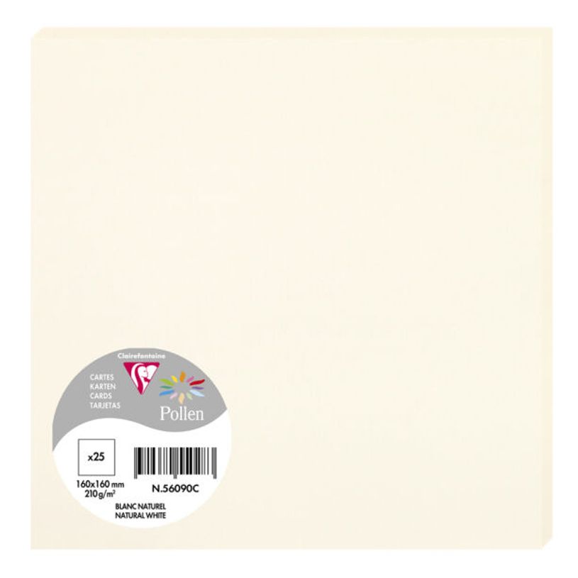 3329680560909-Pollen - 25 Cartes - 160 x 160 mm - 210 g/m² - blanc naturel--0