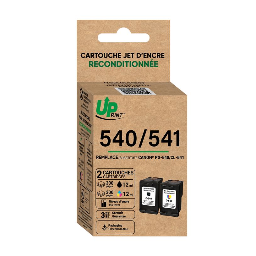 3584770703837-Cartouche remanufacturée Canon PG540/CL541 - noir, cyan, magenta, jaune -Uprint--0