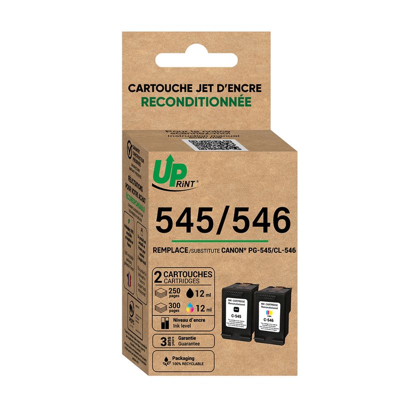 3584770703851-Cartouche remanufacturée Canon PG545/CL546 - noir, cyan, magenta, jaune -Uprint--2