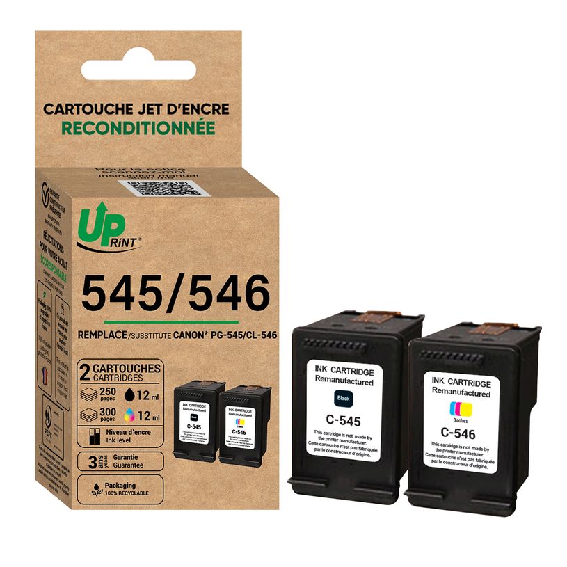 3584770703851-Cartouche remanufacturée Canon PG545/CL546 - noir, cyan, magenta, jaune -Uprint--1