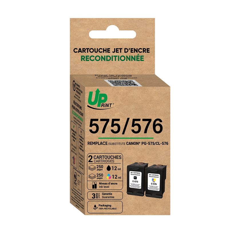 3584770703875-Cartouche remanufacturée Canon PG575/CL576 - noir, cyan, magenta, jaune -Uprint--0