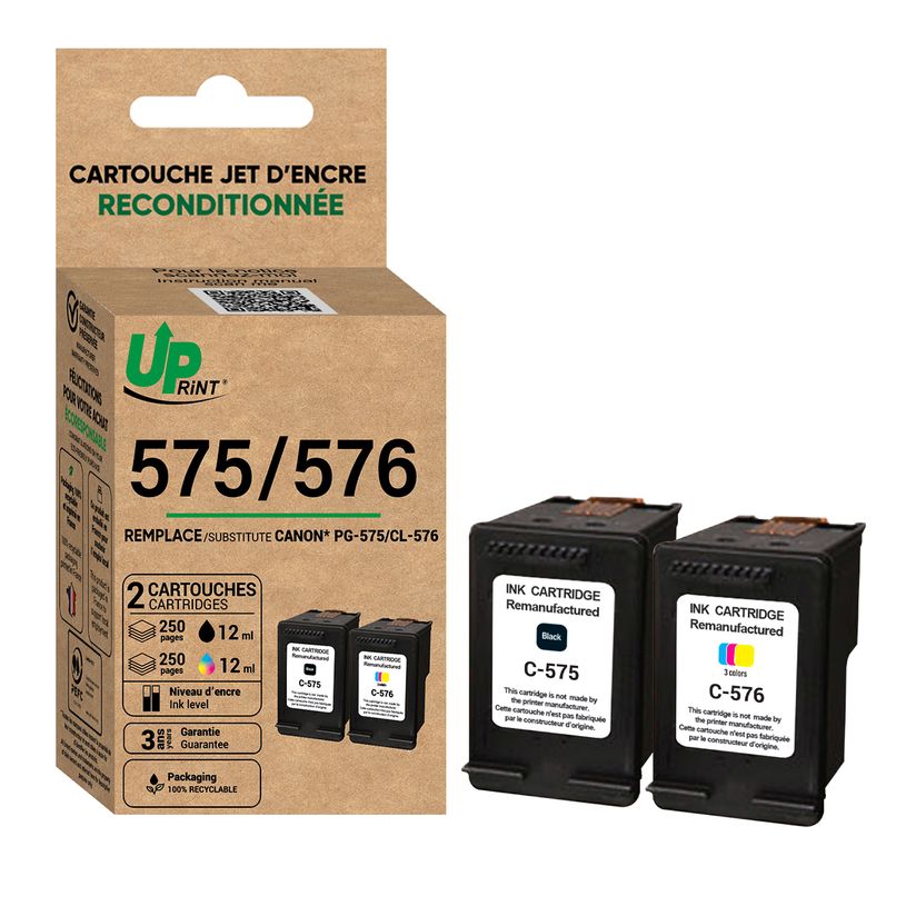 3584770703875-Cartouche remanufacturée Canon PG575/CL576 - noir, cyan, magenta, jaune -Uprint--2