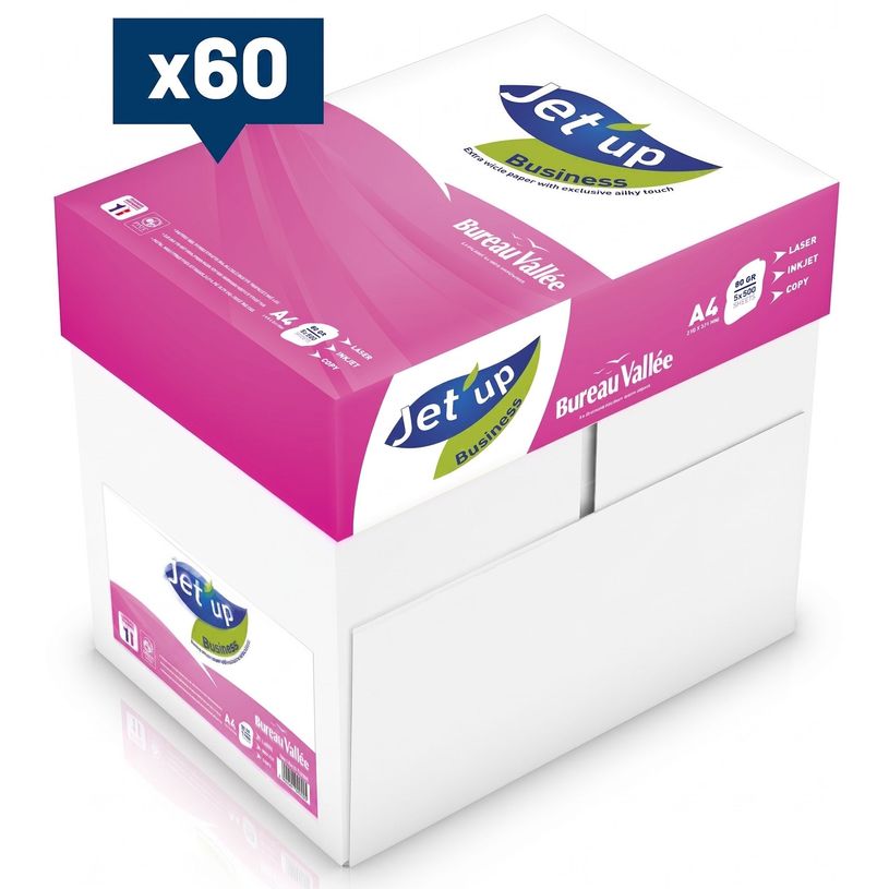 -Jet'up Bureau Vallée - Papier blanc - A4 (210 x 297 mm) - 80 g/m² - 150 000 feuilles (60 cartons de 5 ramettes)--0
