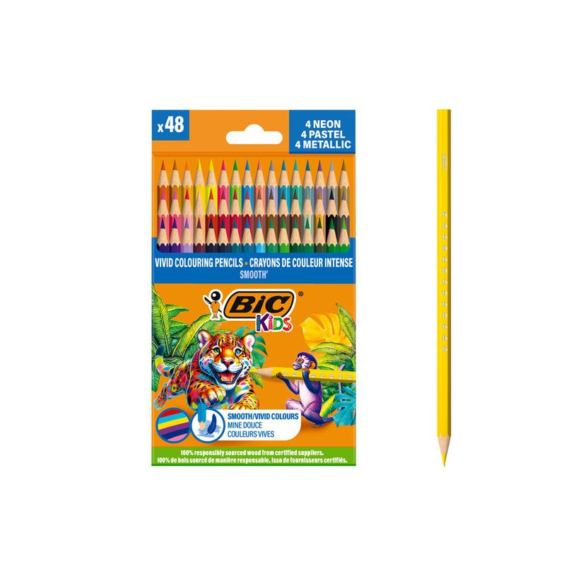 3086124142083-BIC – 48 crayons de couleur Kids Smooth – Coloris assortis--0