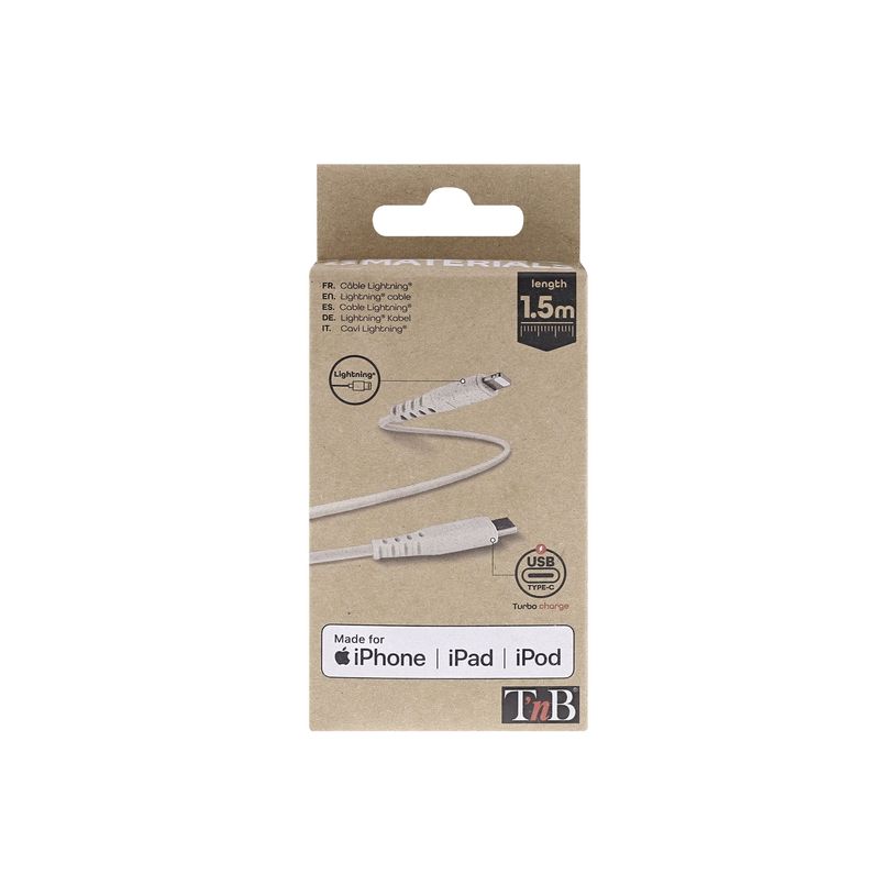 3303170112014-T'nB Eco - Câble USB-C mâle pour Lightning mâle - 1.5 m - sable-P_405272176_2-4