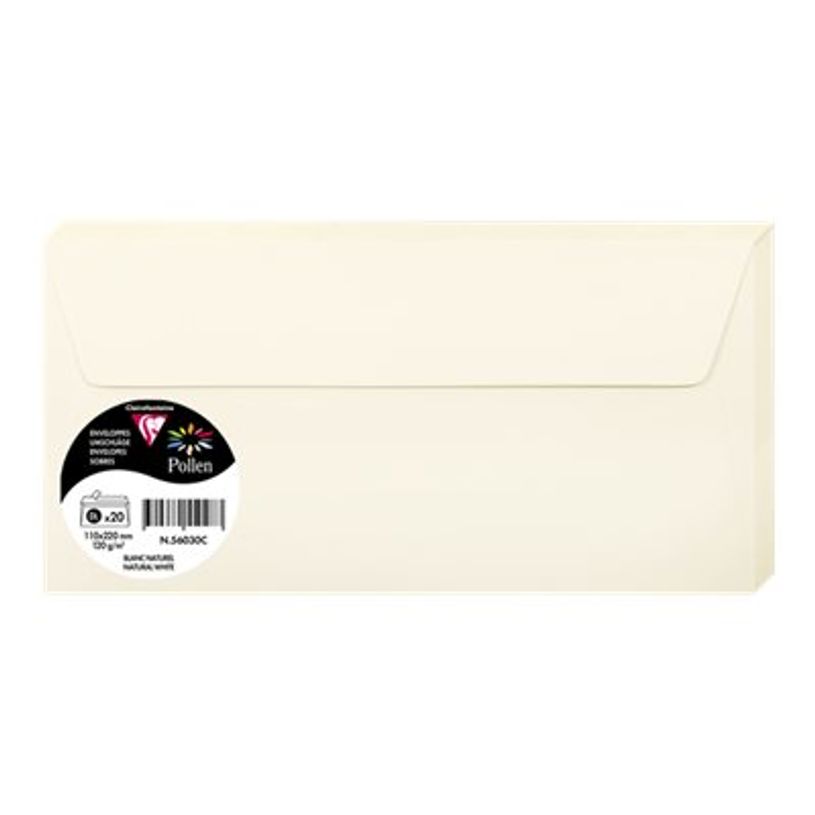 3329685603007-Clairefontaine Pollen - Enveloppe - International DL (110 x 220 mm) - portefeuille - côté ouvert - autocollant - imprimabl-P_405272327_1-0