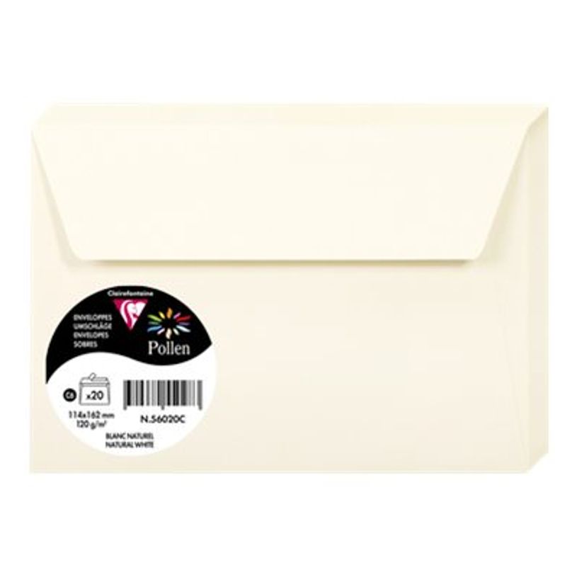 3329685602000-Clairefontaine Pollen - Enveloppe - International C6 (114 x 162 mm) - portefeuille - côté ouvert - autocollant - imprimabl-P_405272332_1-0
