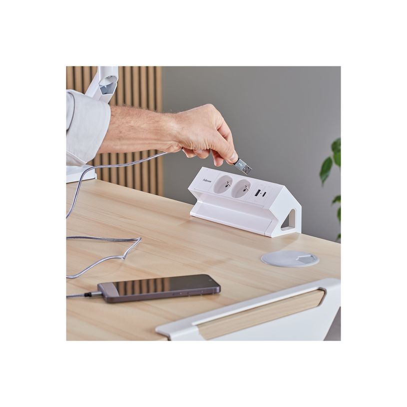 0043859806843-Fellowes Power Desk 2 - Coupe-circuit (montable sur pince) - connecteurs de sortie : 4 (2 x Type E, USB type -P_405272874_5-6