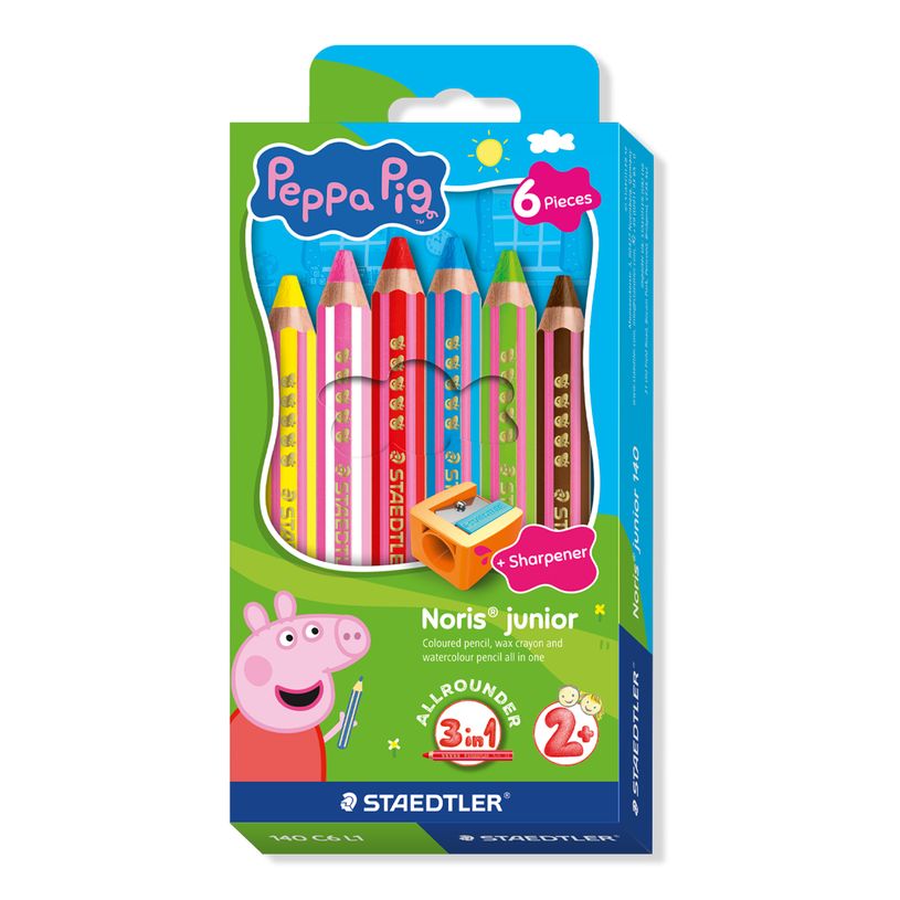 4007817179536-STAEDTLER - Noris® junior – Pack de 6 crayons de couleur 3-en-1 Peppa Pig--0