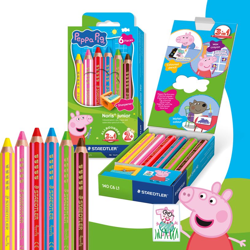 4007817179536-STAEDTLER - Noris® junior – Pack de 6 crayons de couleur 3-en-1 Peppa Pig--3
