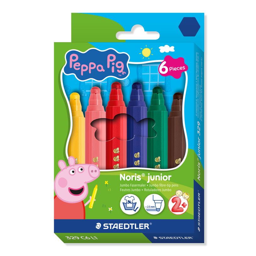 4007817179673-STAEDTLER - Noris® junior – Pack de 6 feutres de coloriage Peppa Pig--0
