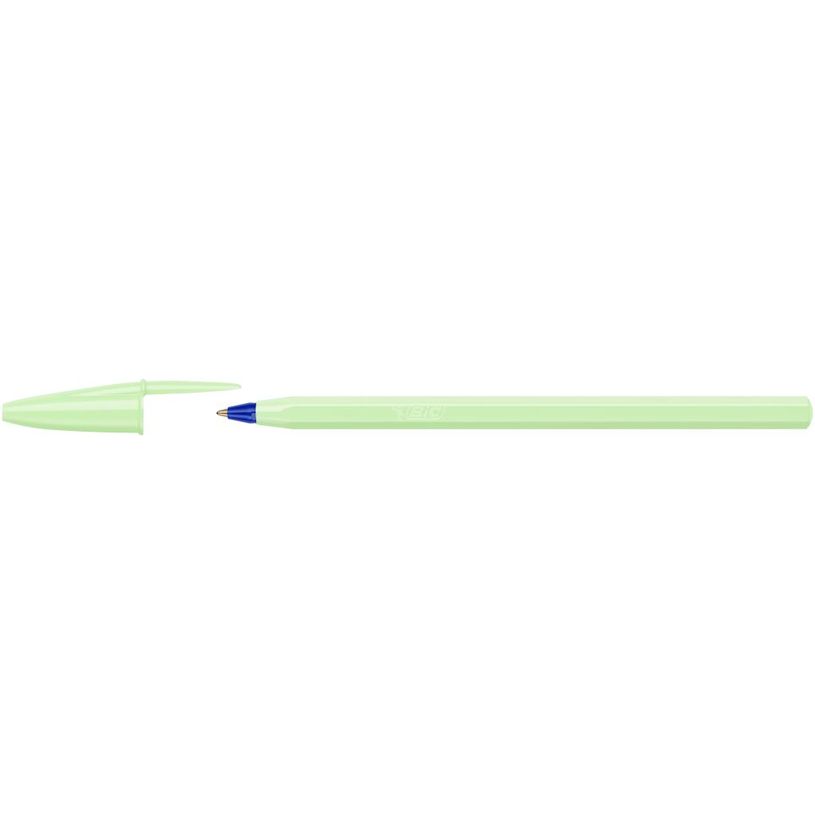 3086124135504-BIC - Stylo Bille - Cristal Pastel - Corps Vert - Encre Bleue - Moyenne--0