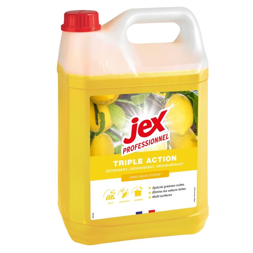 3661295609070-Jex Professionnel triple action - Détergent, dégraissant et désodorisant -  fraîcheur citron - 5L--0