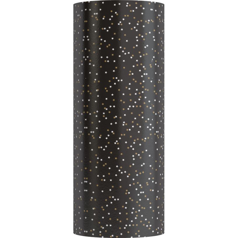 8710675280066-LWC - Rouleau papier cadeau Noël doré noir - 50m x 70cm--1
