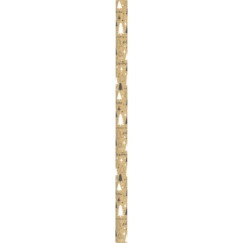 8710675279527-LWC - Rouleau papier cadeau Noël doré - 2 m x 70 cm--0