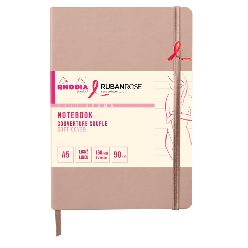 3663619252283-Rhodia - Carnet A5 ligné - 14,8 x 21 cm - Touche de rose--0