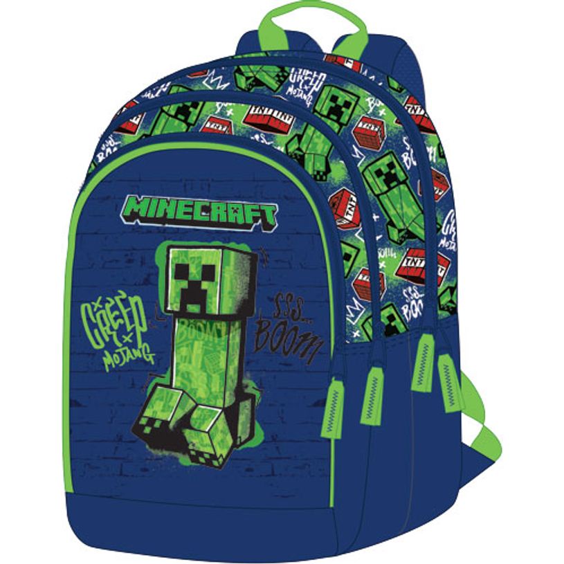 5407009694455- - Sac à dos - with 3 compartments, 42 x 31 x 20 cm - Minecraft--0