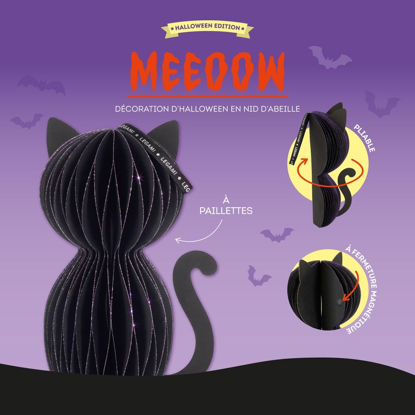 8052694143176-LEGAMI - Décoration d'Halloween en Nid d'Abeille Kitty Black--0