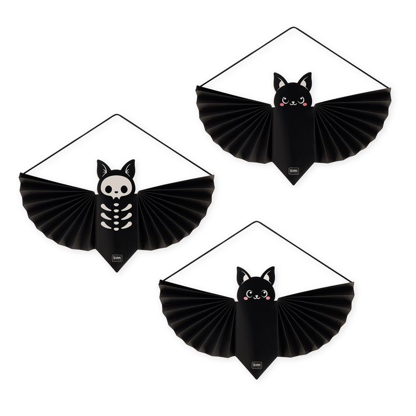 8052694146481-LEGAMI - Set de 3 Décorations en Papier à Suspendre Bat--0