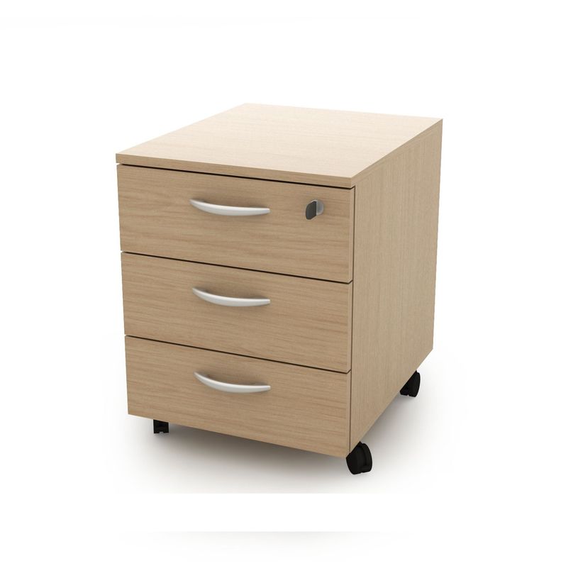 7331920038815-Caisson mobile Eco - L43xP52xH59 cm - 3 tiroirs - imitation chêne--0
