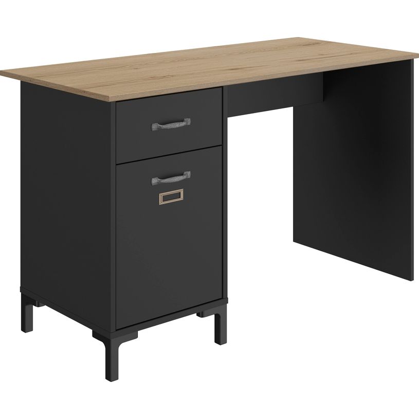 3483600860149-GAUTIER OFFICE - Bureau Manchester avec tiroir - L120 x H73 x P55 - noir industriel--0