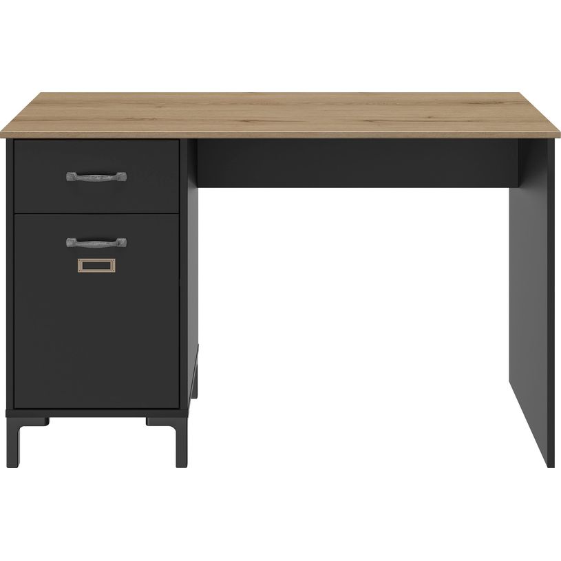 3483600860149-GAUTIER OFFICE - Bureau Manchester avec tiroir - L120 x H73 x P55 - noir industriel--1